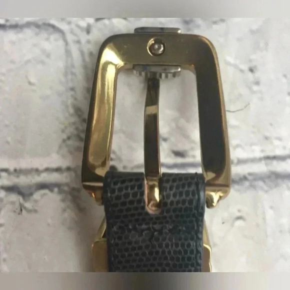 Brighton Women’s Black Reptile Embossed Belt with Gold Silver Tone Buckle 34 - Picture 7 of 16